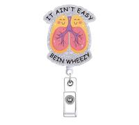 It Ain't Easy Bein' Wheezy Funny Respiratory Therapist Badge Reel Retractable RT Kidney Nursing Badge Holder Healthcare Cute Student Medical Doctor RN MA CNA Badge Clip ID Card Accessories