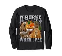 It Burns When I Pee Funny Capybara Meme Bootleg Y2K Graphic Long Sleeve T-Shirt