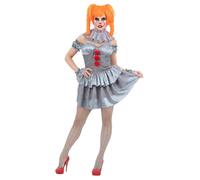 IT Chapter 2 Pennywise Ladies Costume Halloween Fancy Dress Clown Grey