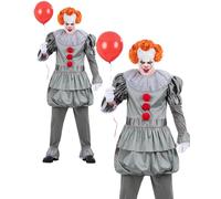 Smiffys IT Chapter Two Pennywise Costume for Adults, Top with Neck Ruffle and Trousers, Grey, Officially Licensed, Ideal for Halloween and Matching Group Fancy Dress Parties