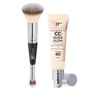 IT Cosmetics CC+ Nude Glow and #7 Foundation Brush 32ml (Various Shades) - Fair Ivory
