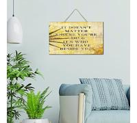 It Doesn't Matter Where You're Going It's Who You Have Beside You Wood Signs Personalized Table Wall Decorative Wooden Plaque Country World Map Wood Plaque for Living Room Bathroom 6x10