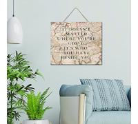 It Doesn't Matter Where You're Going Wood Plank Hanging Sign Farmhouse Nursery Shelf Décor Wooden Plaque Positive Antique World Map Pictures Wood Wall Sign for Kitchen Bathroom 10x12
