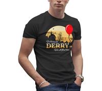 It Horror Movie Welcome to Derry Mein Inspired by Novel of Stephen King Men's Black T-Shirt Size XL
