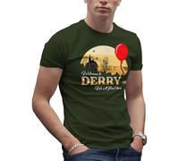 It Horror Movie Welcome to Derry Mein Inspired by Novel of Stephen King Men's Military Green T-Shirt Size S