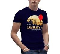 It Horror Movie Welcome to Derry Mein Inspired by Novel of Stephen King Men's Navy Blue T-Shirt Size S