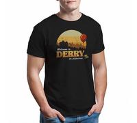 It Horror Movie Welcome to Derry Stephen King Men's Round Neck Black T-Shirt Size Medium