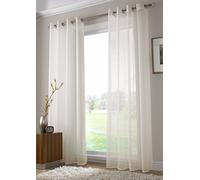IT IDEAL TEXTILES 59x84 inches Plain Voile Curtain, Ivory, Ring Top Heading, Eyelet, Sheer, Washable, 100 Polyester, Hand Wash Only, Living Room Decoration, 1 Count
