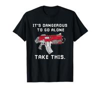 It is Dangerous to Go Alone. Space Pistol Quest Gamer Game T-Shirt
