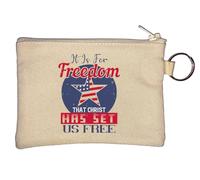 it is for Freedom that Christ has Set us Free Key Chain Coin Purse Beige