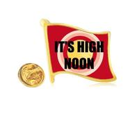 It Is High Noon Art Deco Fashion Golden Metal Flag Lapel Pin Badge
