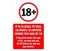 It is illegal to sell alcohol to anyone under the age of 18 prohibition sign - Self adhesive sticker (600mm x 400mm)