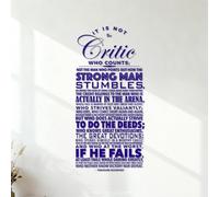 It is not the Critic who Counts the Credit Belongs to the man who is Actually in the Arena Whose face is marred by dust and Sweat and Blood. Wall Stickers Paster Paper Waterproof 34x71.3cm DarkBlue