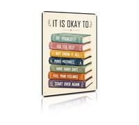It Is Okay to Be Yourself Ask for Help Metal Sign Inspirational Aluminum Wall Decor for Bedroom, Classroom, Therapy Office, Study Room, Living Room, 12x8 Inches (26150)