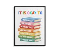 It Is Okay to Poster for Kids Growth Mindset Positive Affirmation Canvas Print for Playroom Calm Corner Mental Health Art(Framed,08x12inch(20x30cm))