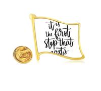It Is the First Step That Costs Quote Golden Metal Flag Lapel Pin Badge