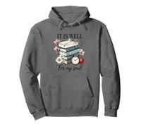 It Is Well For My Soul Book Stack Flowers Pullover Hoodie