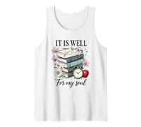 It Is Well For My Soul Book Stack Flowers Tank Top