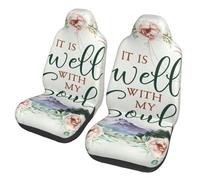 It is Well with My Soul Floral Christian Motors Front Seat Protective Breathable Seat Covers for Cars, Automotive Comfort & Protection for Most Cars, Van, Trucks, SUV