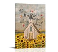 It Is Well With My Souls Motivational Canvas Wall Art Inspirational, Vintage Aesthetic Poster, Printing for Apartment Bedroom Living Room Decor12x18inch(30x45cm)