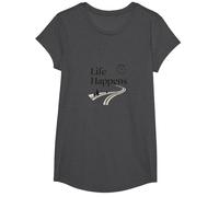 It is What It is: Life Happens Motivational Quote T-Shirt, Girls, Dark Heather Grey, Small