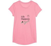 It is What It is: Life Happens Motivational Quote T-Shirt, Girls, Pink, Large