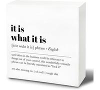 It Is What It Is Office Wood Sign Rustic Block Plaque for Wall Tabletop Desk Office Shelf Table Bedroom Bathroom Home Decor 5x5 Inch