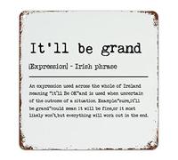 It’ll Be Grand Noun Definition Metal Sign Typography Post Print Vintage Metal Tin Signs It’ll Be Grand Definition Metal Sign Wall Art for Front Porch Outdoor Bedroom 12x12in