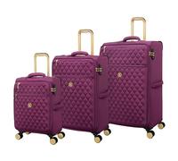 It Luggage Glimmering 3 Piece Softside 8 Wheel Expandable Spinner Luggage Set, Amaranth, L, Glimmering 3 Piece Softside 8 Wheel Expandable Spinner Luggage Set