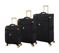 It Luggage Glimmering 3 Piece Softside 8 Wheel Expandable Spinner Luggage Set, Black, L, Glimmering 3 Piece Softside 8 Wheel Expandable Spinner Luggage Set