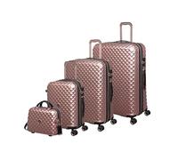 It Luggage Glitzy 4 Piece Hardside 8 Wheel Expandable Spinner Set, Metallic Rose Gold, L, Glitzy 4 Piece Hardside 8 Wheel Expandable Spinner Set