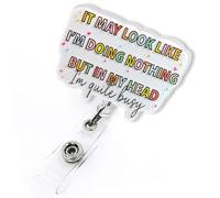 It May Look Like I'm Doing Nothing Retractable Badge Reel, Funny Badge Holder for Nurse Nursing Student RN CNA LPN MA Doctor Healthcare Worker & Office Staff, Cute Nurses W ifts | Acrylic