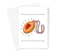 It May Only Be Our Bronze Anniversary But With You I Feel Like I've Won Gold | Wedding Anniversary Card For Husband Or Wife, Funny Illustrated 8th Wedding Anniversary Card for Partner