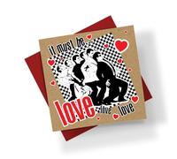 It Must Be Love Love Love Kraft Card - Valentine's Day Anniversary Card Cute Romantic Relationship Romance Adorable Couple British Ska 2 Tone Music Gift Present (Blank Message)