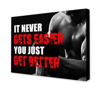 It Never Gets Easier You Just Get Better Canvas Print - Motivational Wall Art for Home Gym and Fitness Room Decor(Framed,12x18inch(30x45cm))