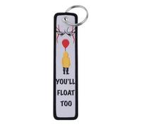 It Pennywise the Clown You'll Float Too Red Balloon Stephen King Classic Horror Movie Film Keychain Key Tag Chain Fob Ring