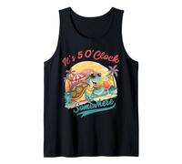It’s 5 O’clock Somewhere Retro Turtle Drinking Summer Beach Tank Top