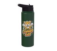 It’s A Leopard Day Cute Cartoon Animal Predator Jungle Art Stainless Steel Insulated Water Bottle