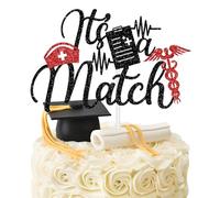It’s A Match Cake Topper, Residency Match Day Cake Decor, Congrats on Matching/I Matched 2026, Class of 2026 Medical School Graduation Party Decorations Supplies Black and Red Glitter