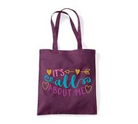 It’s All About Me cotton tote shopping bag - Plum