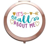 It’s All About Me folding compact pocket mirror - rose gold round circle shape
