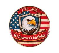 It’s America’s Birthday Pin, 2.28in/5.8cm 250th Theme Anniversary USA Commemorative Round Pin Eagle Patriotic Badge Decor