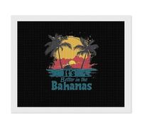 It S Better in The Bahamas Diamond DIY Painting Kits Horizontal Round Full Drill Digital Art Craft for Home Office Wall Decor 16"x20"