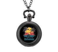 It S Better in The Bahamas Men's Pocket & Fob Watches Analogue Display Quartz Watch with Chain for Birthday Christmas Father's Day Black-Style