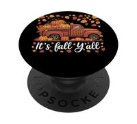 It’s Fall Y’all Pumpkin Truck Buffalo Plaid Autumn Harvest PopSockets Adhesive PopGrip