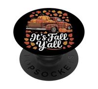 It’s Fall Y’all Vintage Pumpkin Truck Buffalo Plaid Autumn PopSockets Adhesive PopGrip