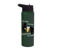 It’s Fine I’m Fine Everything is Fine Sarcastic Raven Crow Stainless Steel Insulated Water Bottle