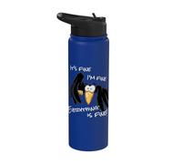It’s Fine I’m Fine Everything is Fine Sarcastic Raven Crow Stainless Steel Insulated Water Bottle