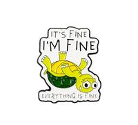 It’s Fine I’m Fine Everything Is Fine Upside Down Turtle Pin Brooch, Burnout Meme Enamel Pin, Funny Gift For Sassy Anxious Friend Coworker, Emotional Support Turtle Brooches, Dark Humor Lapel Badge