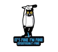 It’s Fine I’m Fine Everything’s Fine Enamel Pin Cat With Knife Dark Humour Quote Metal Lapel Pin For Jackets Bags Hats Collectors Gift Display 2.3 x 3cm